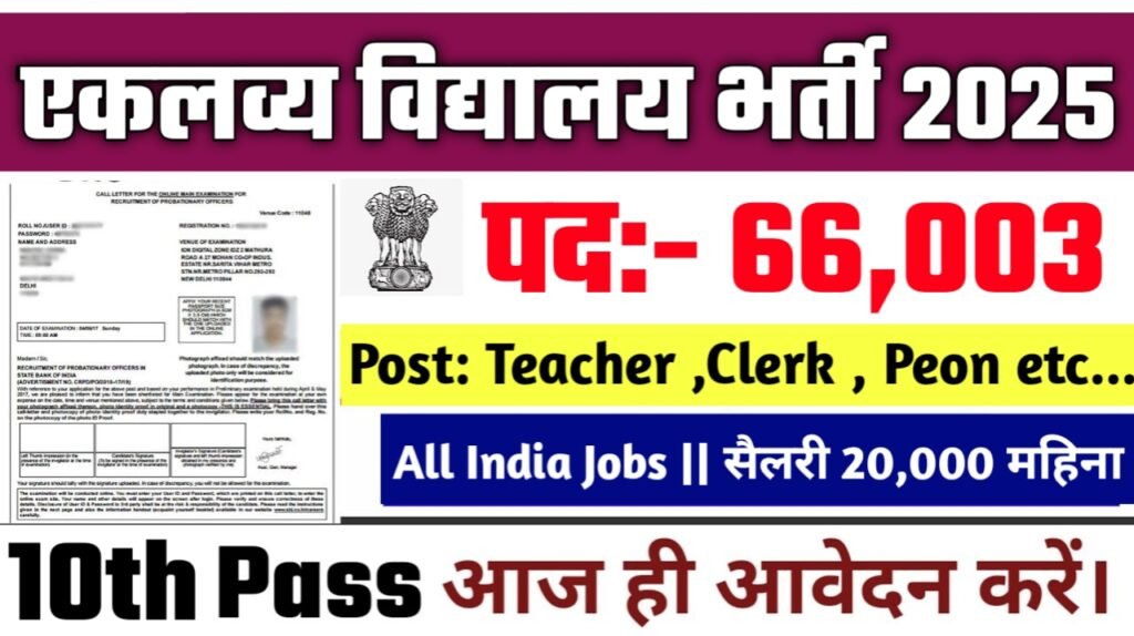 EMRS New Vacancy 2025- एकलव्य विद्यालय के अंतर्गत बिना परीक्षा के 66003 पदों पर आई भर्ती
