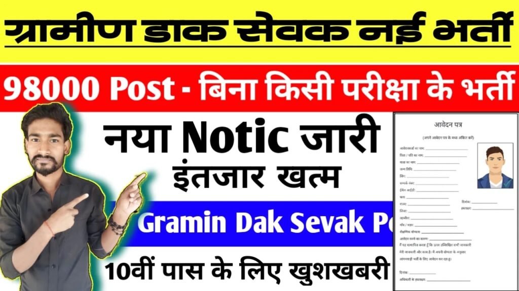 Post Office GDS New Vacancy 2025- पोस्ट ऑफिस GDS मे 98000 से अधिक सरकारी नौकरियां, 10वीं पास के लिए