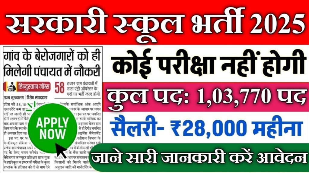 Rajasthan Teacher New Vacancy 2025- सरकारी स्कूल में 1,03,770 पदों पर होगी सरकारी भर्ती जल्दी करें आवेदन