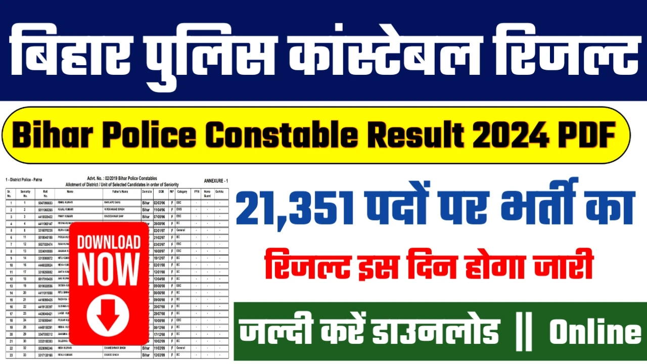 Bihar Police Constable Result 2024: बिहार पुलिस का रिजल्ट इस दिन होगा जारी, जाने पूरी जानकारी
