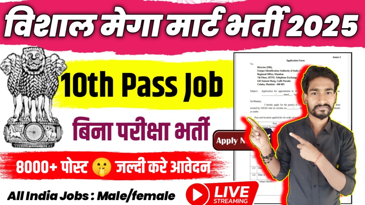 Vishal Mega Mart New Vacancy 2025- विशाल मेगा मार्ट भर्ती 2025, Authoritative Notice Out