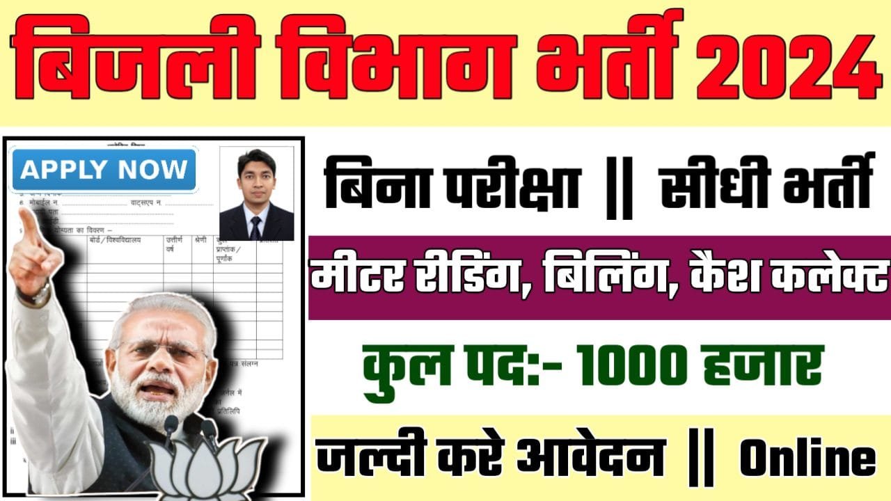 Bijali Vibhag Meter Reader Recruitment 2024: बिजली विभाग भर्ती 2024