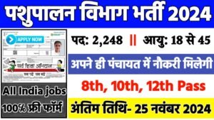 Pashupalan Vibhag Recruitment 2024: पशुपालन विभाग भर्ती 2024, Post 2248