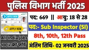 Police SI Recruitment 2025: पुलिस विभाग भर्ती 2025