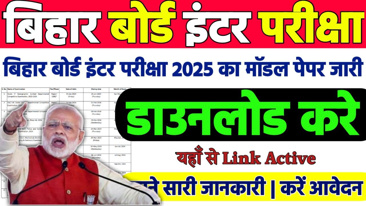 Bihar Board 12th Model Paper 2025: बिहार बोर्ड इंटर परीक्षा 2025 का मॉडल पेपर जारी, यहां से करें डाउनलोड