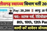 CG Health Department Recruitment 2025: छत्तीसगढ़ स्वास्थ्य विभाग भर्ती 2025