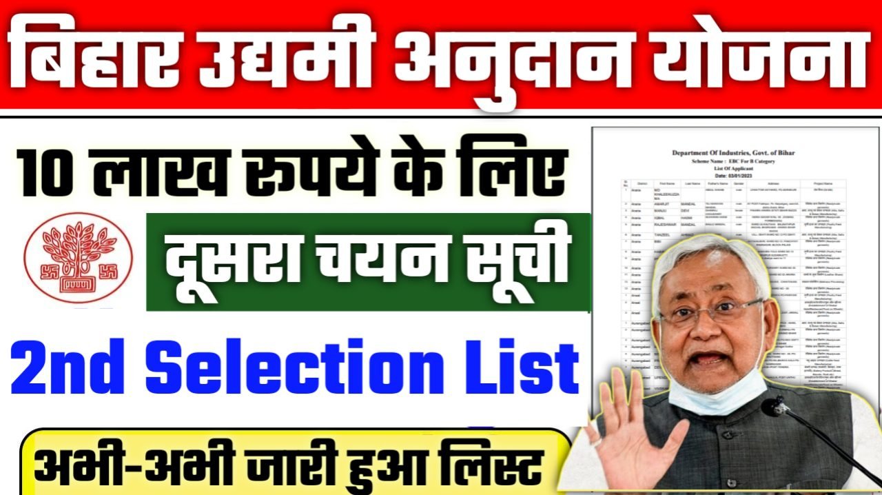 Mukhymantri Udyami Yojana 2nd Selection List 2024-25: बिहार उद्यमी अनुदान योजना 10 लाख रूपये के लिए दूसरा चयन सूची जारी, ऐसे चेक करे लिस्ट