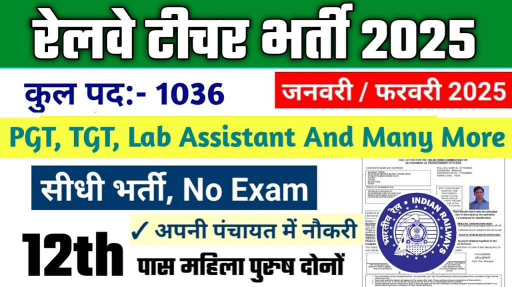 Railway Teacher New Vacancy 2025- रेलवे टीचर भर्ती 2025, Authoritative Notice Out