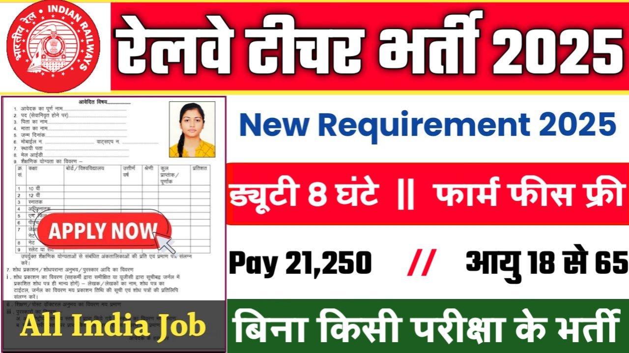 Railway Teacher New Vacancy 2025- दक्षिण-पूर्व मध्य रेलवे भर्ती 2025, Authoritative Notice Out