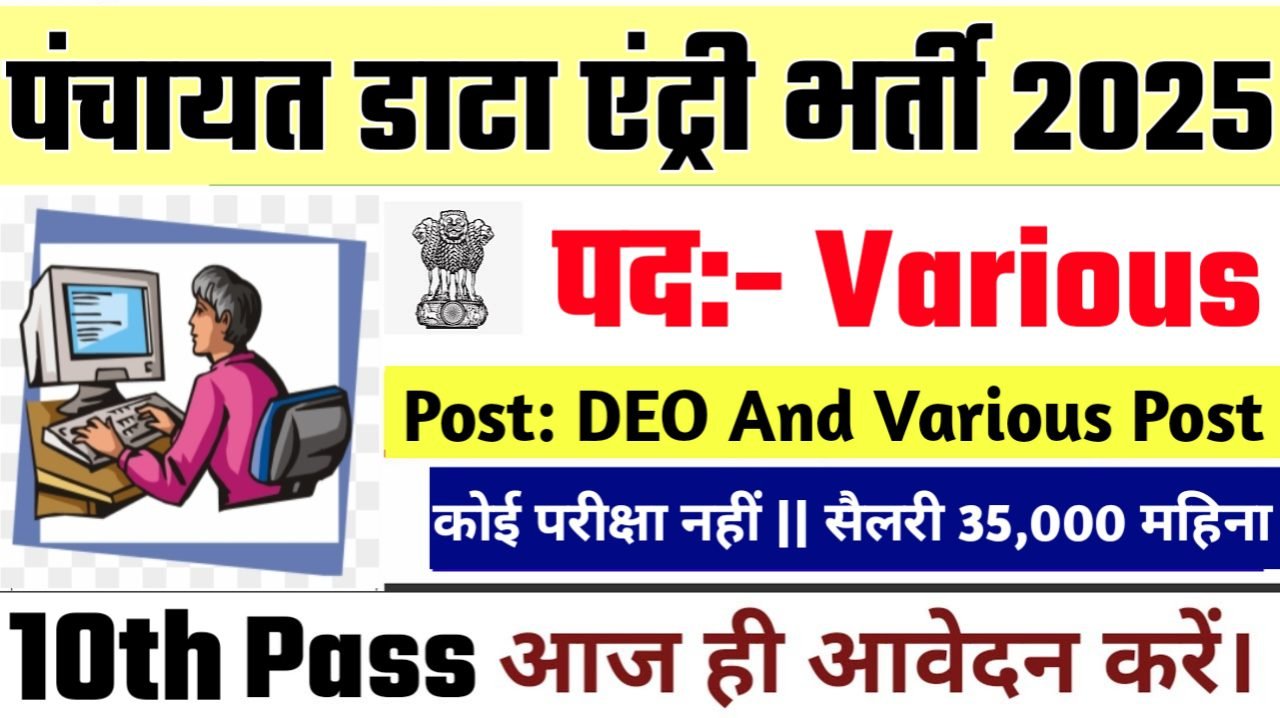 Panchayat Data Entry Operator New Vacancy 2025- पंचायत डाटा एंट्री ऑपरेटर भर्ती 2025, Authoritative Notice Out