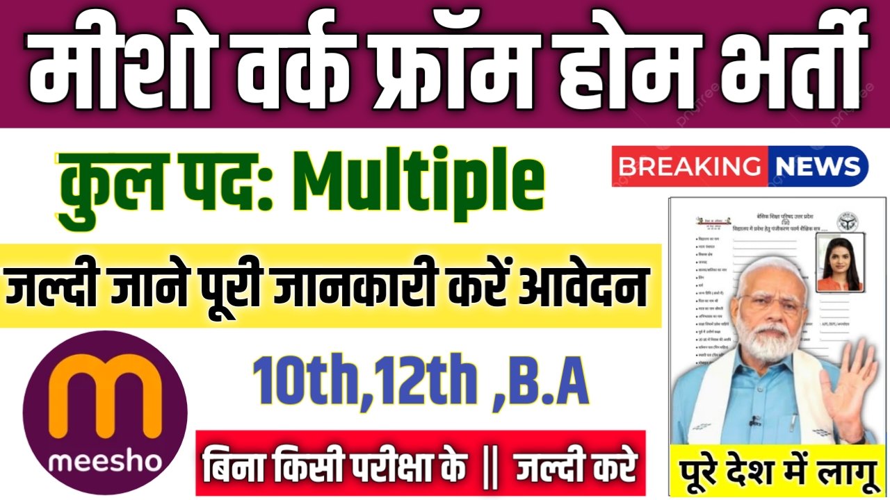 Meesho Work From Home New Vacancy 2025- मीशो वर्क फ्रॉम होम भर्ती 2025, Authoritative Notice Out