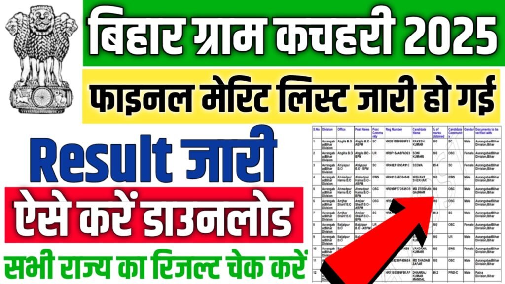 Bihar Gram Kachahari Nyaya Mitra Final Merit List 2025 (Out) : बिहार ग्राम कचहरी न्याय मित्र फाइनल मेरिट लिस्ट जारी, जल्दी करे चेक