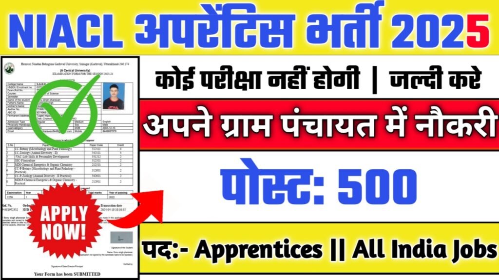 NIACL Apprentices New Vacancy 2025- NIACL अपरेंटिस भर्ती 2025, Authoritative Notice Out