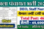 District Panchayat New Vacancy 2025- जिला पंचायत में डाटा एंट्री ऑपरेटर स्टाफ नर्स के पदों पर आई बंपर भर्ती