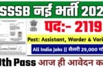 DSSSB New Vacancy 2025- दिल्ली अधीनस्थ सेवा चयन बोर्ड में 2119 पदों पर आई बंपर भर्ती