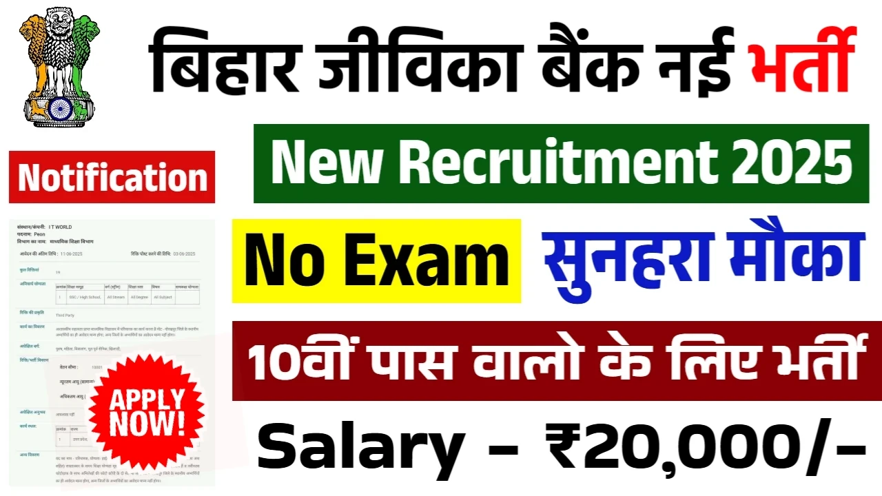 Bihar Jeevika Bank Vacancy 2025