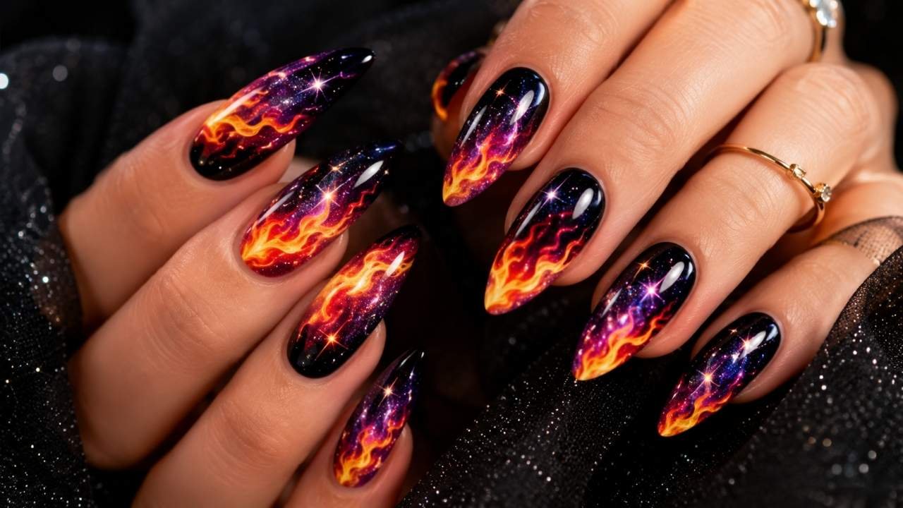 27 Galaxy Flame Nail Designs That Are Pure Cosmic Magic for Bold Summer Style