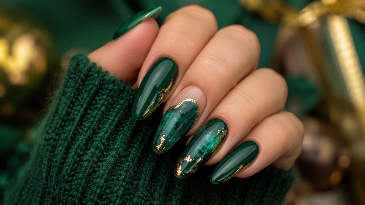 Elegant Emerald Nail Art Ideas with Luxury Green Almond Designs for Chic Seasonal Inspiration