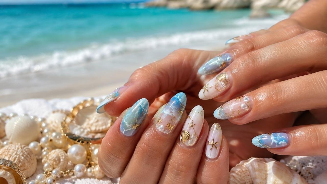 21 Coastal Chic Nail Designs for a Luxurious Summer Escape in Style