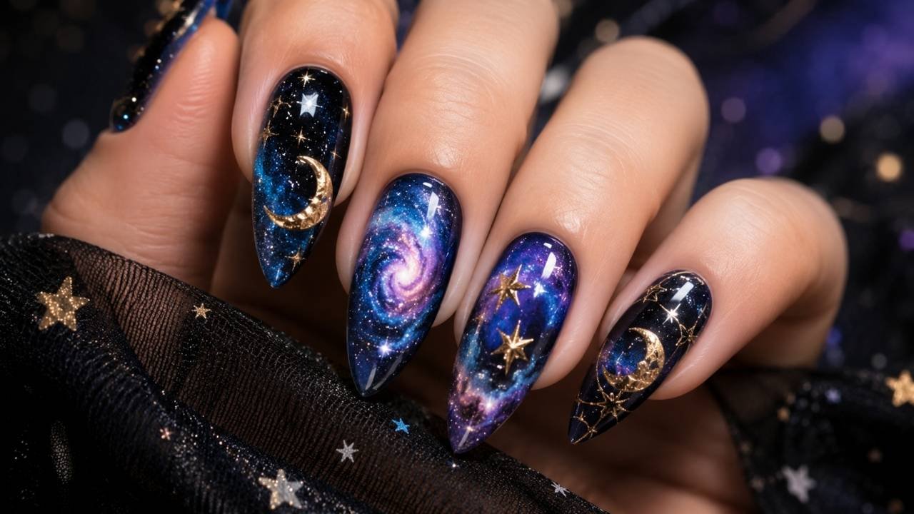 Luxury Celestial Nail Art Inspiration: Elegant Galaxy Designs That Shine Bright with Cosmic Fashion Style