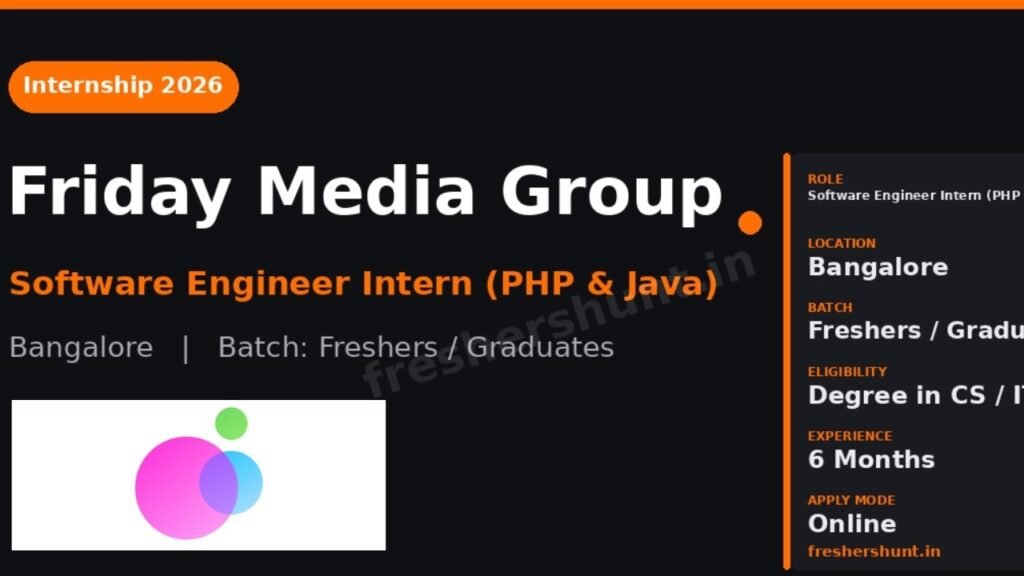 Friday Media Group Internship 2026 | PHP and Java Software Engineer Jobs Bangalore Apply Now